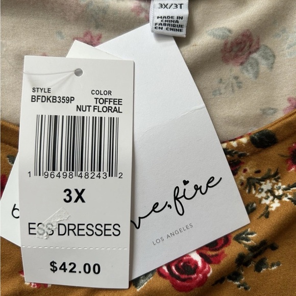 Love Fire Floral Tiered Long Sleeve Babydoll Mini Dress 3X Stretch Cottagecore - Picture 9 of 10